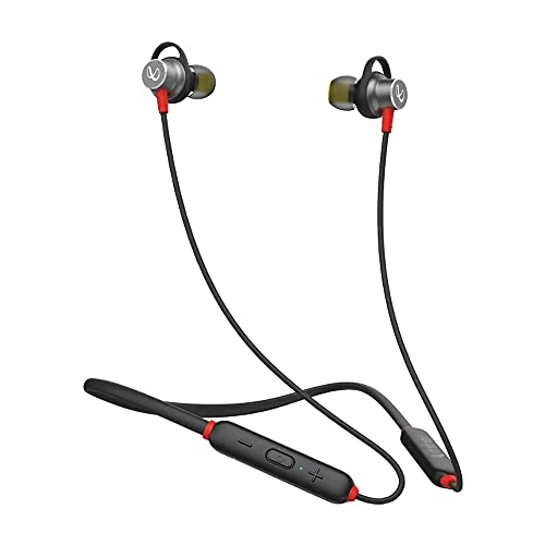 Infinity (JBL Glide 120, in Ear Wireless Earphones with Mic, Deep Bass, Dual Equalizer, 12mm Drivers, Premium Metal Earbuds, Comfortable Flex Neckband, Bluetooth 5.0, IPX5 Sweatproof (Black & Red)