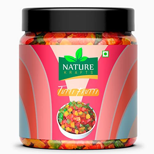 Nature Krafts Mix Tutti Frutti Cherries Fresh Fruits – 400Gram (Jar Pack) Tuti Fruti | Cherry | Tutti Fruity for Cake Decoration