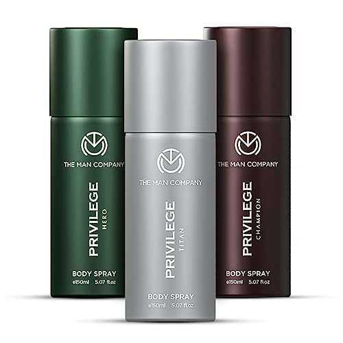 The Man Company Privilege Deodorant for Men, Hero, Champion & Titan | Long-Lasting Body Spray Gift Set Combo for Him | Deo for Everyday Use – Pack of 3