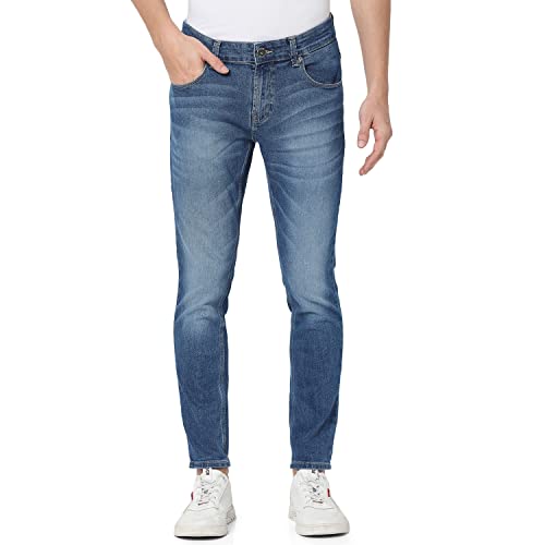 Spykar Men’s Solid Slim Fit Jeans (Size: 34)-ECKN-01BB-055-Mid Blue