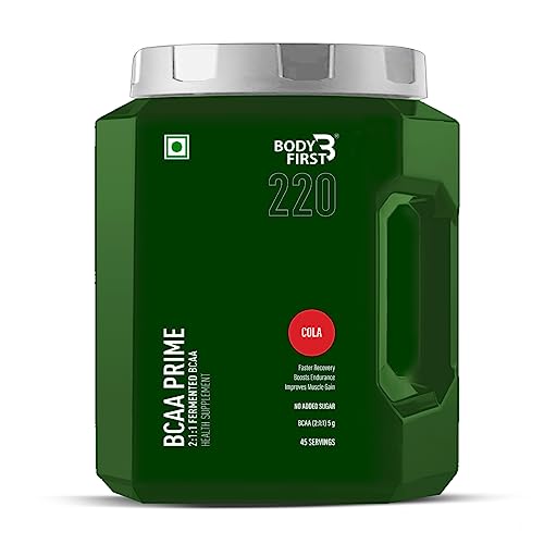 BodyFirst BCAA PRIME with Fermented BCAA 5G and No Added Sugar which Improves Muscle Gain, Faster Recovery and Boost Endurance. (Cola, 45 Servings)