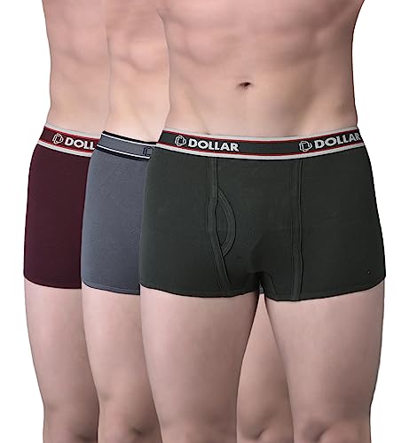 Dollar Bigboss Men’s Cotton Mini Trunk Regular Solid (Pack of 3) (MDTR-07-MINI-PO3-CO2_Assorted_S)