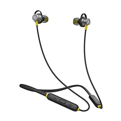 Infinity – JBL Glide 120, in Ear Wireless Earphones with Mic, Deep Bass, Dual Equalizer, 12mm Drivers, Premium Metal Earbuds, Comfortable Flex Neckband, Bluetooth 5.0, IPX5 Sweatproof (Black & Yellow)