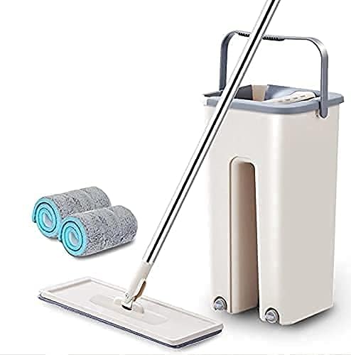 Mop-Heavy-Quality-Floor-Mop-With-Bucket,-Flexible-Kitchen-Tap-Flat-Squeeze-Cleaning-Supplies-360°-Flexible-Mop-Head/2-Reusable-Pads-Clean-Home-Floor-Cleanerg66
