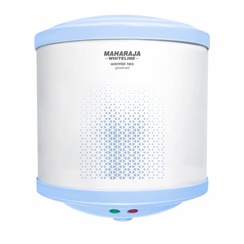 Maharaja Whiteline Warmist Neo Storage Water Heater, 15 Litre, Glasslined Coating, Rust & Shock Proof Abs Body, Blue & White Color, Free Installation, Free Connection Pipes – Warmist Neo/Wh-165