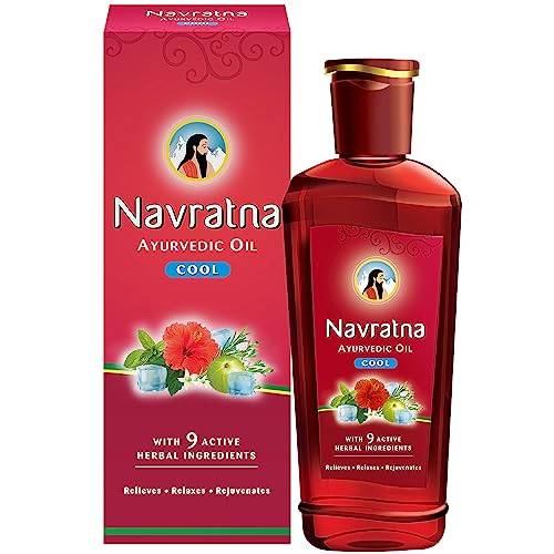 Navratna Ayurvedic Cool Oil | Unique Combination Of 9 Ayurvedic Herbs | Relieves Headache, Body Ache, Tiredness, Sleeplessness & Tension| Improves Scalp Health | Relaxing & Rejuvenating Cooling Effect | 500Ml