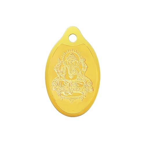 Muthoot Pappachan Swarnavarsham 24K (999) Yellow Gold Oval Ganesha Pendant 1 Gram