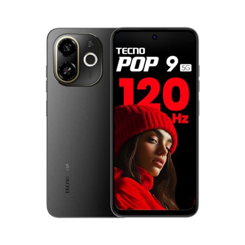 Tecno POP 9 5G Midnight Shadow, 4GB+128GB| Segment’s 1st 48MP Sony AI Camera| Segment’s 1st 5G with NFC |D6300 5G Processor |4+ Year Lag Free Fluency |5000 mAh Battery |Dual Speaker |Without Charger