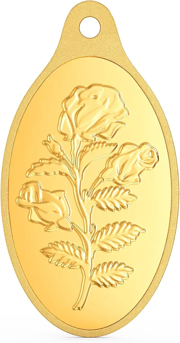 Joyalukkas 24K (999) Purity 2 Gram Flower Design Gold Coin Pendant.