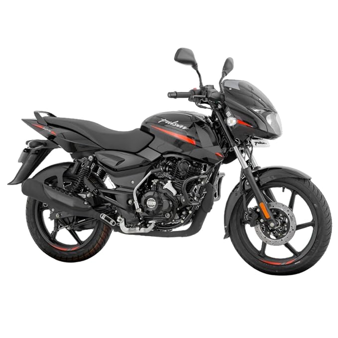 Bajaj Pulsar 125 Neon Disc Motorcycle/Motorbike – Ebony Black Solar Red Decals – Ex-Showroom