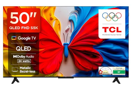 Tcl 126 Cm (50 Inches) Metallic Bezel-Less, Fhd Smart Qled Google Tv 50S5K