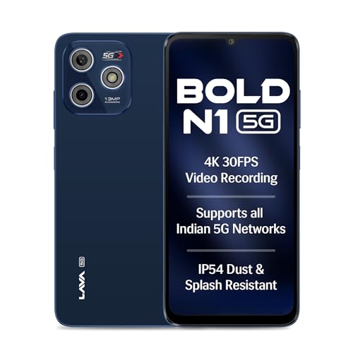 Lava Bold N1 5G (Royal Blue, 4Gb Ram, 64Gb Storage) |Bigger 6.75″ Hd+ Notch Display | Octacore 5G Processor | 13 Mp Ai Camera |5000 Mah Battery| Ip54 Rated Dust & Water Splash Proof