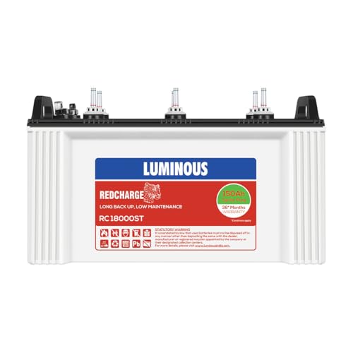 Luminous Red Charge Rc 18000St Short Tubular Inverter Battery For Home, Office & Shops | 150Ah/12V High-Performance, Durable & Low Maintenance Battery | Easy Installation | 36 Months Warranty