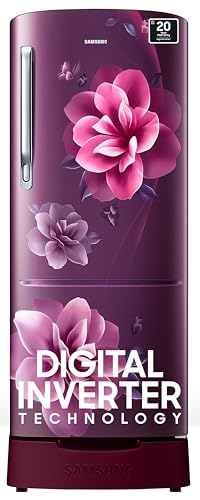 Samsung 183 L, 4 Star, Digital Inverter, Direct-Cool Single Door Refrigerator (Rr20C1824Cr/Hl, Red, Camellia Purple, Base Stand Drawer)