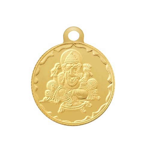 Muthoot Pappachan Swarnavarsham 24K (999) Yellow Gold Oval Laxmi Pendant 2 Gram