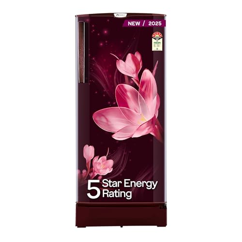 Godrej 185 L 5 Star | Turbo Cooling Technology | Toughened Glass Shelves | Large Shelve Space | Jumbo Vegetable Tray | Direct Cool Single Door Refrigerator (2025 Model, Rd 195E Taf My Wn, Mystic Wine)