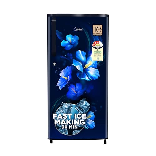 Midea 215 L 3 Star Direct Cool Refrigerator (Mrd215D3Hpdb, Blue, Big Flower, 2025 Model)