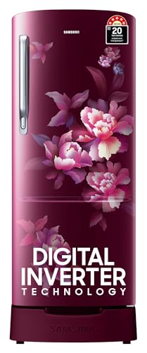 Samsung 183 L, 5 Star, Digital Inverter, Direct-Cool Single Door Refrigerator (Rr20D2825Hn/Nl, Himalaya Poppy Red, Base Stand Drawer)