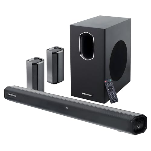 Zebronics Juke Bar 7600 Soundbar, 300 Watts, 5.1 Surround, Dual Rear Satellites, Triple Driver Soundbar, 6.5″” Subwoofer, Bluetooth 5.0 | Hdmi (Arc) | Optical | Usb | Aux