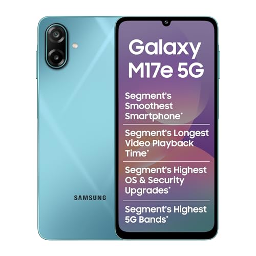 Samsung Galaxy M17E 5G Mobile (Blitz Blue, 4Gb Ram, 128Gb Storage) | Smoothest 120 Hz Refresh Rate| Monster 6000 Mah Battery | Ip54 | 6 Gen Os Upgrades | Ai | Gemini Live | Without Charger