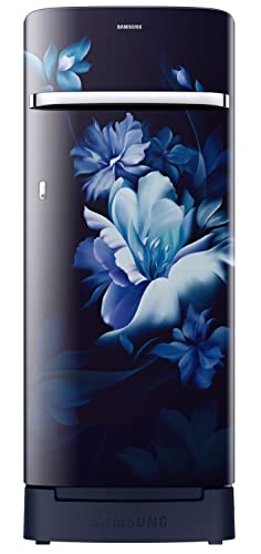 Samsung 215L 5 Star Inverter Direct-Cool Single Door Refrigerator (Rr23C2H35Uz/Hl,Midnight Blossom Blue) Base Stand Drawer