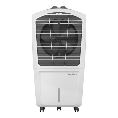 Havells Koolstorm 95 L Desert Air Cooler For Home/Office| Powerful Air-Delivery| Bacteria Shield Honeycomb Pads|Xxl Ice Chamber| Ice Chill Drip Technology |Inverter Compatible|Front Wheels With Brakes