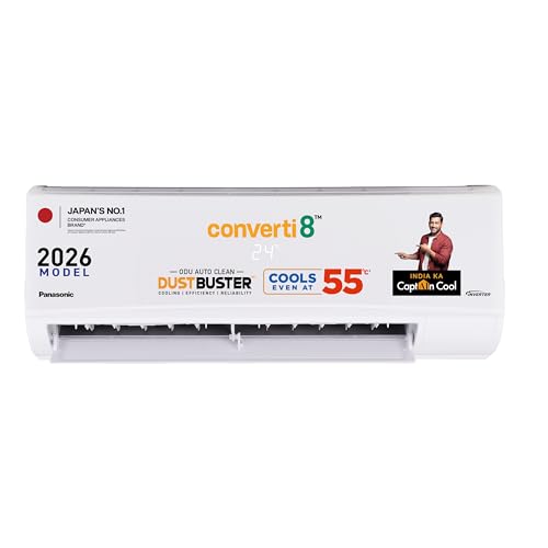 Panasonic 1.5 Ton 3 Star, New Star Rated, Inverter Split Ac (Dusterbuster Tech, Smart Auto Cool, Higher Airflow, 55°C Oper., Copper Cond., 8In1 Convertible, 2-Way,Powerful Mode,Pm0.1 Filter,Cs/Cu-Su18Bky3T,White)