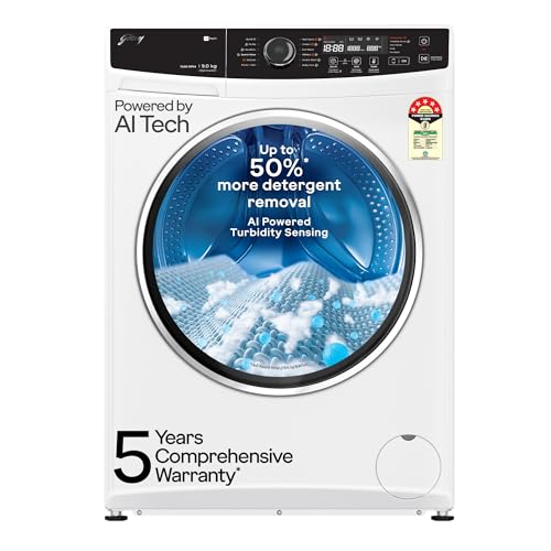 Godrej 9 Kg 5 Star Ai Powered, Steam Wash, Digi Inverter Motor, Steam Wash, 1400 Rpm Spin Motor, Add To Wash, Fully Automatic Front Load Washing Machine (Wfeon Zus 9014 5.0 Idcrm Glwh, Glacial White)