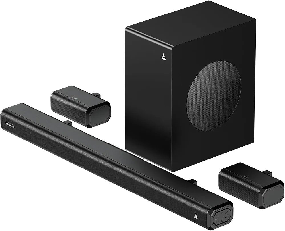 Boat Aavante 2.1 2000, 200W, Eq Modes, Multi Compatibility, Premium Design, Remote Control, V5.4 Bluetooth Sound Bar, Home Theatre Soundbar Speaker(Premium Black)