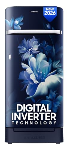Samsung 189 L, 5 Star, Digital Inverter, Direct-Cool Single Door Refrigerator (Rr21H2H25Uz/Hl, Midnight Blossom Blue, Base Stand Drawer, Single Touch Defrost, 2026 Model)