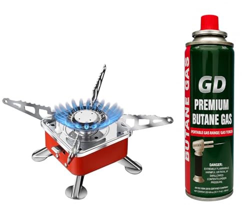 Gadget Deals- Camping Stove With Cylinder | Camping Gas Stove | Camping Stove – 2800W- Ultra Light Picnic Cooking Gas Burners & Butane Gas Cylinder Can – Emergency Stove | Camping Cylinder