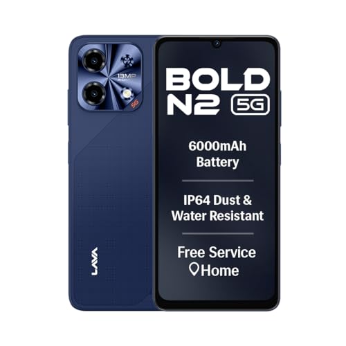 Lava Bold N2 5G (Billionaire Blue, 4Gb Ram, 64Gb Storage) | 6000 Mah Super Battery | Octacore Ultrafast Processor | Biggest 6.75 (Hd+) 120Hz Display | Ip64 Dust & Water Resistant | Free Service @ Home