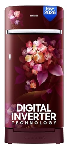 Samsung 189 L, 4 Star, Digital Inverter, Direct-Cool Single Door Refrigerator (Rr21H2H24Ht/Hl, Red, Hydrangea Plum, Base Stand Drawer, Single Touch Defrost, 2026 Model)