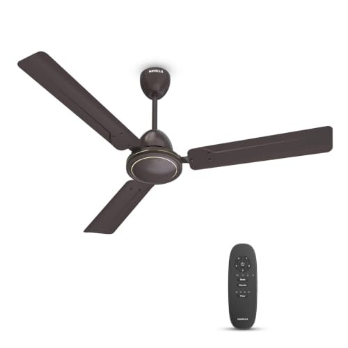 Havells 1200Mm Ambrose Dx Bldc Motor Ceiling Fan For Home | Remote Controlled, High Air Delivery Fan | 5 Star Rated, Upto 60% Energy Saving| Power: 380 Rpm| 2 Year Warranty | (Pack Of 1, Brown)