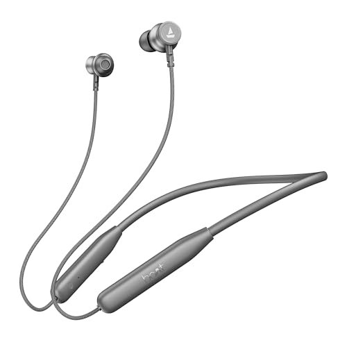 Boat Rockerz 113, 40H Battery, Dual Pair, Fast Charge, Enx Tech, Stream Ad Free Music Via App Support, Magnetic Buds, Bluetooth Neckband, Wireless With Mic In Ear Earphones (Ash Grey)