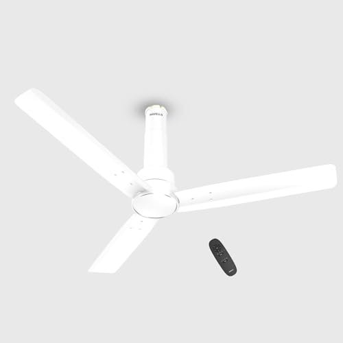 Havells 1200Mm Elio Bldc Ceiling Fan | Remote Controlled, High Air Delivery Fan | 5 Star Rated, Upto 60% Energy Saving, 2+1* Year Warranty | (Pack Of 1, Elegant White)