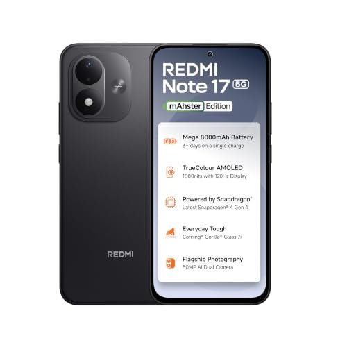 Redmi Note 17 5G (Dark Night, 6Gb Ram, 128Gb Rom) | 8000Mah Battery + 45W Fast Charging | 6.99″ Truecolour Amoled | Snapdragon 4 Gen 4 | 50Mp Dual Ai Camera | Corning® Gorilla® Glass 7I | Ip65