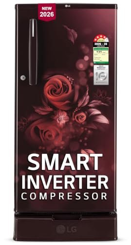 Lg 185 L, 4 Star, Smart Inverter, Direct Cool Single Door Refrigerator (Gld1945Zose, Scarlet Euphoria, Base Stand With Drawer)