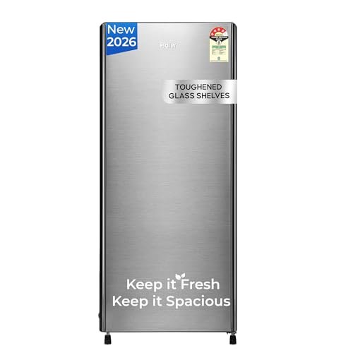 Haier 190 L 4 Star Direct Cool Single Door Refrigerator With Fast Ice Making, Easy Clean Back, Large Vegetable Box (Hed-204Tdsa-N, Dazzle Steel, 2026 Model)