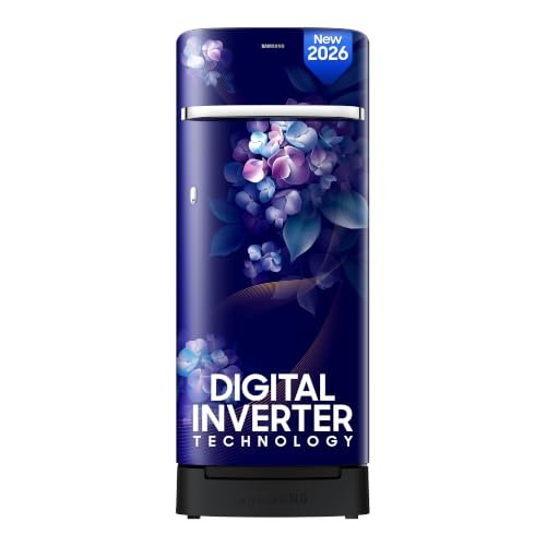 Samsung 215 L, 5 Star, Digital Inverter, Direct-Cool Single Door Refrigerator (Rr23H2H35Hs/Hl, Hydrangea Blue, Base Stand Drawer, Single Touch Defrost, 2026 Model)