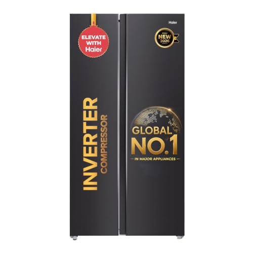 Haier 540 L 3 Star Frost Free Inverter Side By Side Refrigerator (Hrs-615Lb, Luxe Black, 360° Magic Cooling For Uniform Freshness, Dual Fresh Drawers For Freshness, Deo Fresh Technology, 2026 Model)