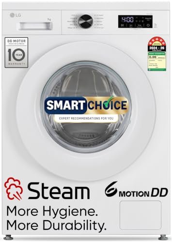 Lg Smart Choice, 7 Kg, 5 Star, Steam, Inverter Direct Drive Technology, 6 Motion Dd, Fully-Automatic Front Load Washing Machine (Fhb1207Z2W, Remove Allergens & Stain, In-Built Heater, Essence White)