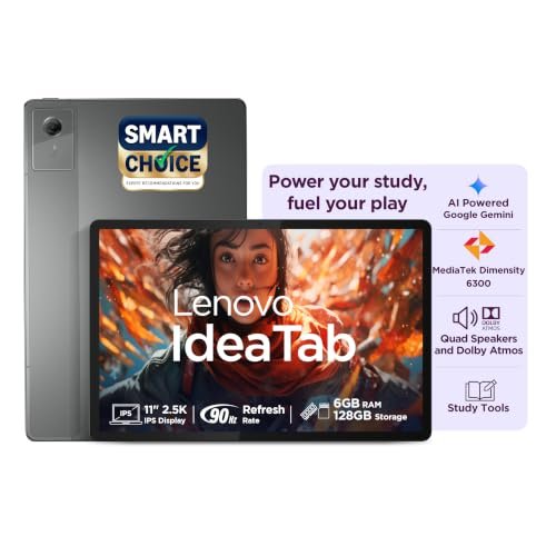 Lenovo Idea Tab (Smartchoice) | Wifi Only |11″ 2.5K Ips Display |6Gb Ram + 128Gb Rom (Expandable Upto 2Tb)| Mediatek Dimensity 6300|7040Mah|4 Speakers| Grey