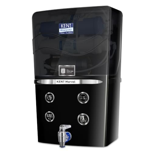 Kent Marvel Ro Water Purifier | Advanced Ro Tech For Sabse Shudh Paani | Multiple Purification Process | Ro + Uf + Tds Control + Uv In Tank | Isi Marked | 8L Tank | 20 Lph Flow | Black