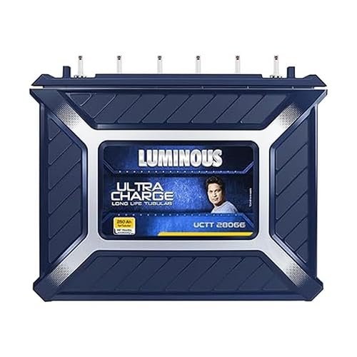 Luminous Ultra Charge Uctt 28066 250 Ah 12V Tall Tubular Inverter Battery For Home, Office & Shops | Leak Resistant & Low Maintenance | Compatible With All Inverter Types | 66 Months Warranty