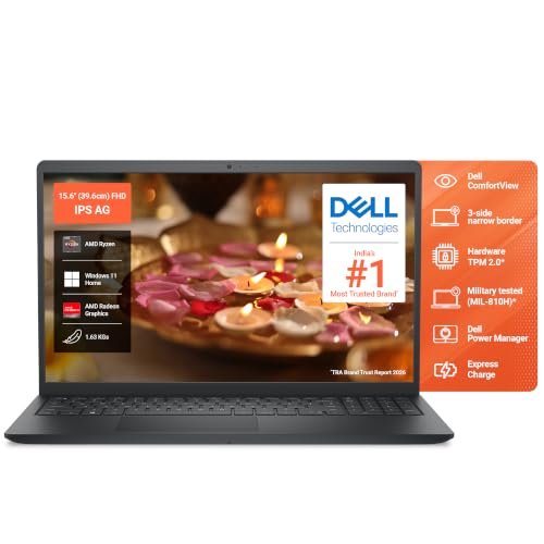 Dell 15 (Previously Inspiron), R5-7520U Processor, 8Gb Lpddr5 Ram, 512Gb Ssd, Fhd 15.6″/39.62 Cm Display, Windows 11 Home, Carbon Black, 1.63Kg, Standard Keyboard, 15 Month Mcafee, Thin & Light Laptop