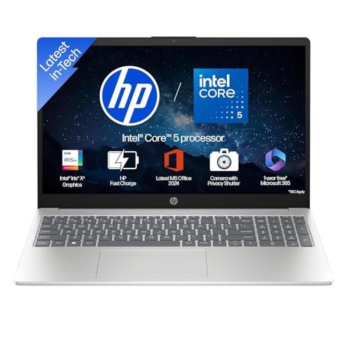 Hp 15, Intel Core 5 120U (14Th Gen) 8Gb Ddr4, 512Gb Ssd, Fhd, Anti-Glare, Micro-Edge, 15.6”/39.6Cm, Win11, M365(1Yr)* Offic24, Silver,1.65Kg, Fd1444Tu/Fd1654Tu, Fhd Camera W/Shutter, Backlit Laptop